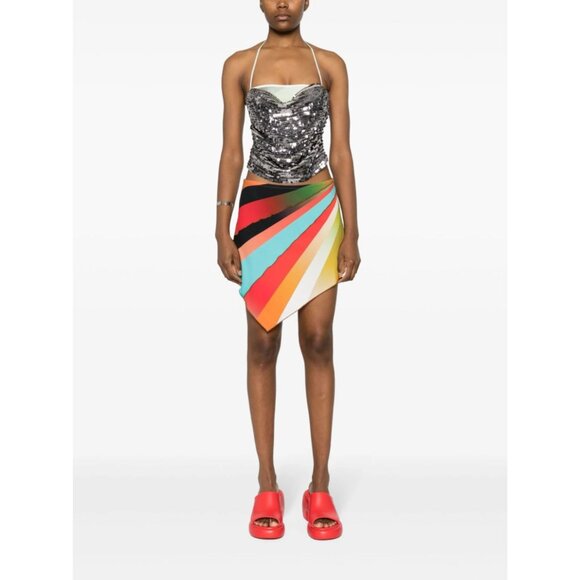 SIEDRES Nide Sequin Detailed Draped Top in Multi Small New Womens Halter - Picture 13 of 14